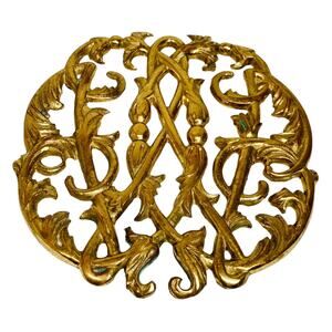 Vintage Trivet Colonial Williamsburg Solid Brass Cypher 1950
